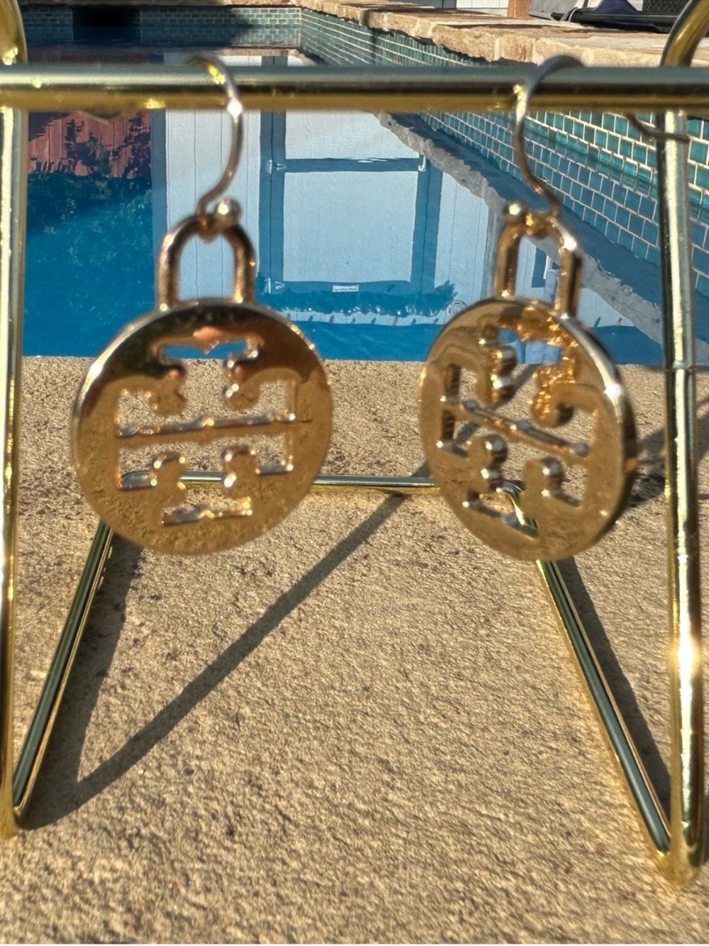 Tory Burch Gold Logo Drop Earrings
